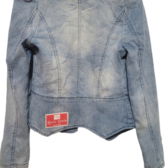 Rustic Denim Ladies Pearl Embroidered Cute Cut Jacket Size SMall NWT - Picture 3 of 7